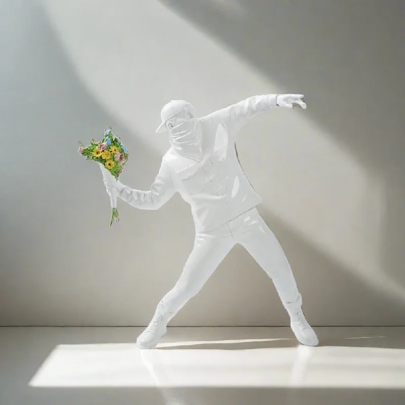 Banksy Flower Bomber Boy Statue Sculpture