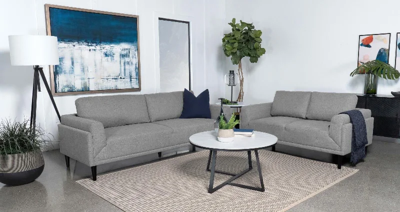 Rilynn 2-piece Upholstered Track Arms Sofa Set Grey