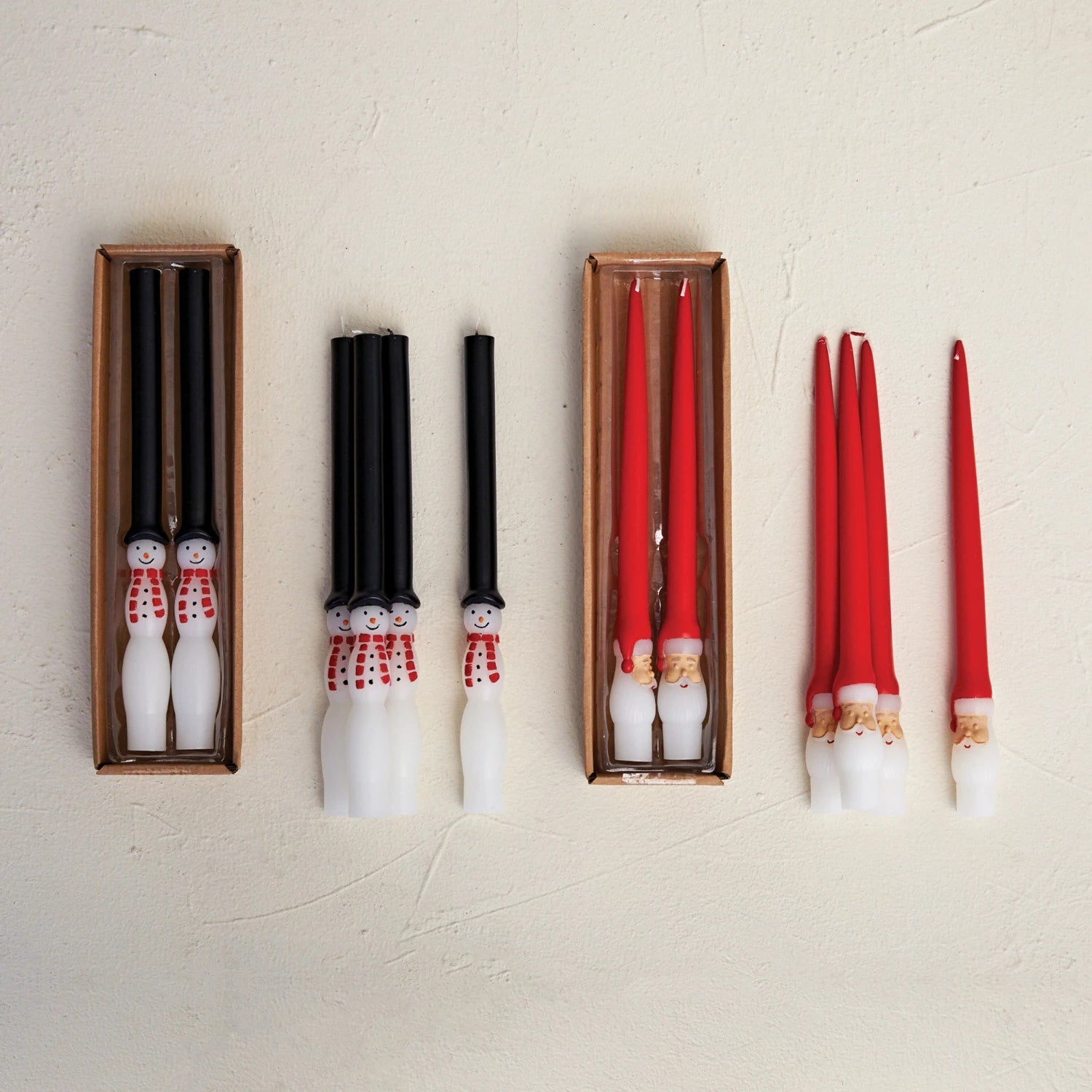 Creative Co-op - Santa or Snowman Taper Candles