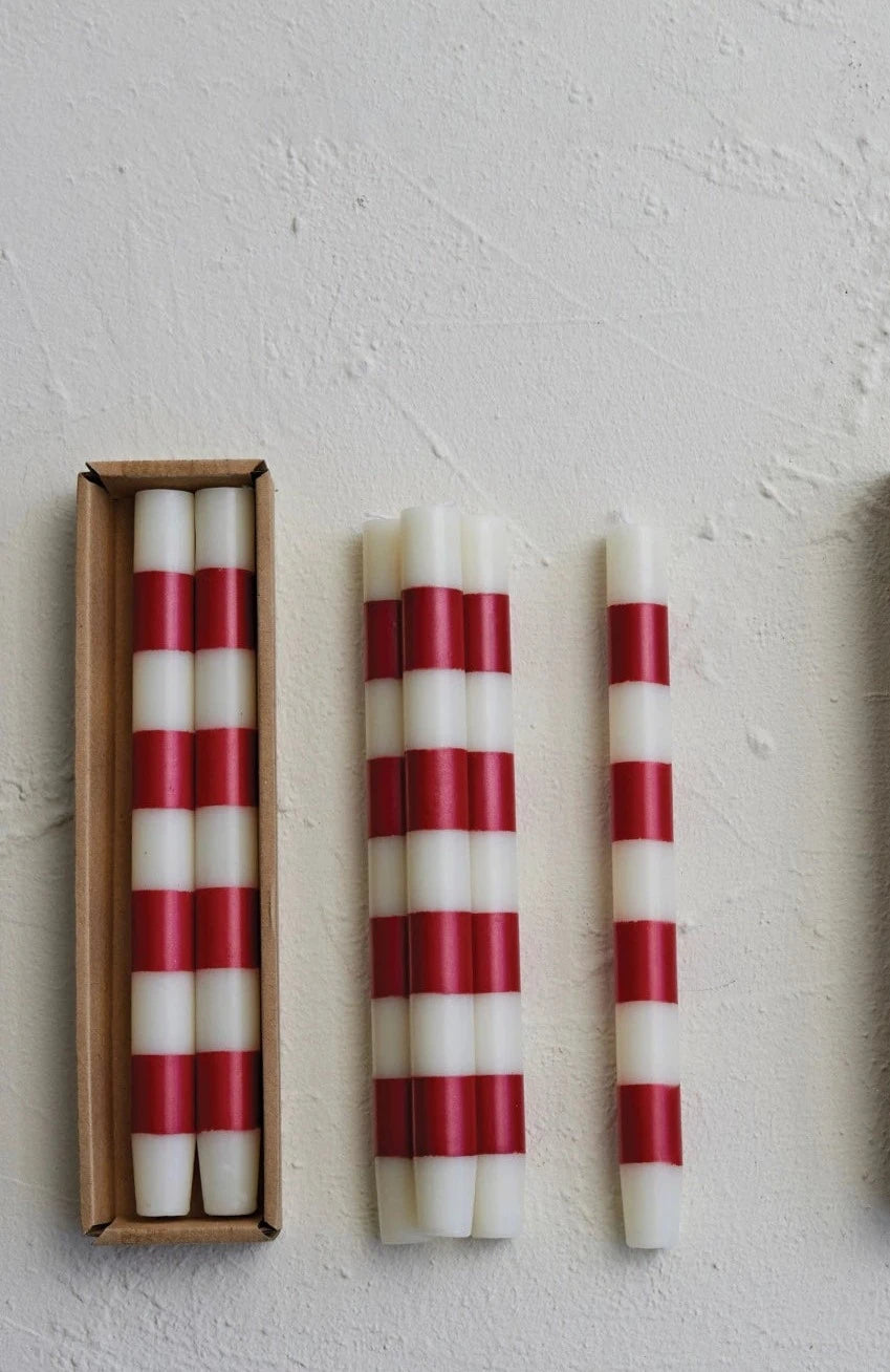 Creative Co-op - Red Stripes Taper Candle