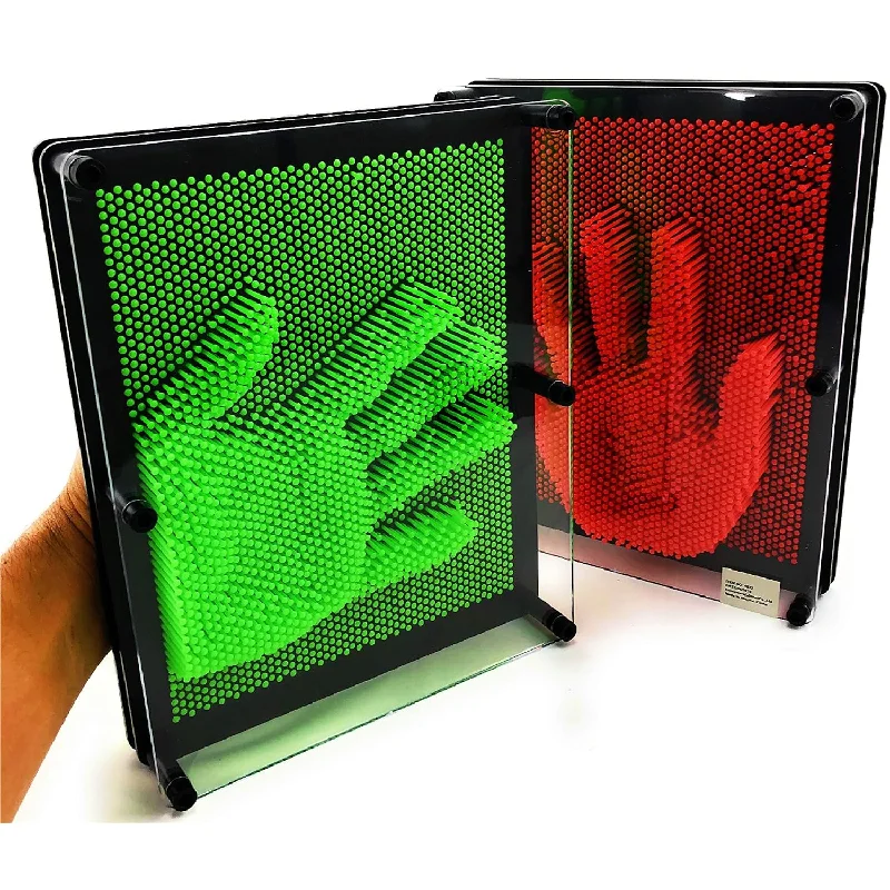 Deluxe Extra Large (10" X 8") 3D Pin Art Sculpture Toys Neon Red & Neon Green