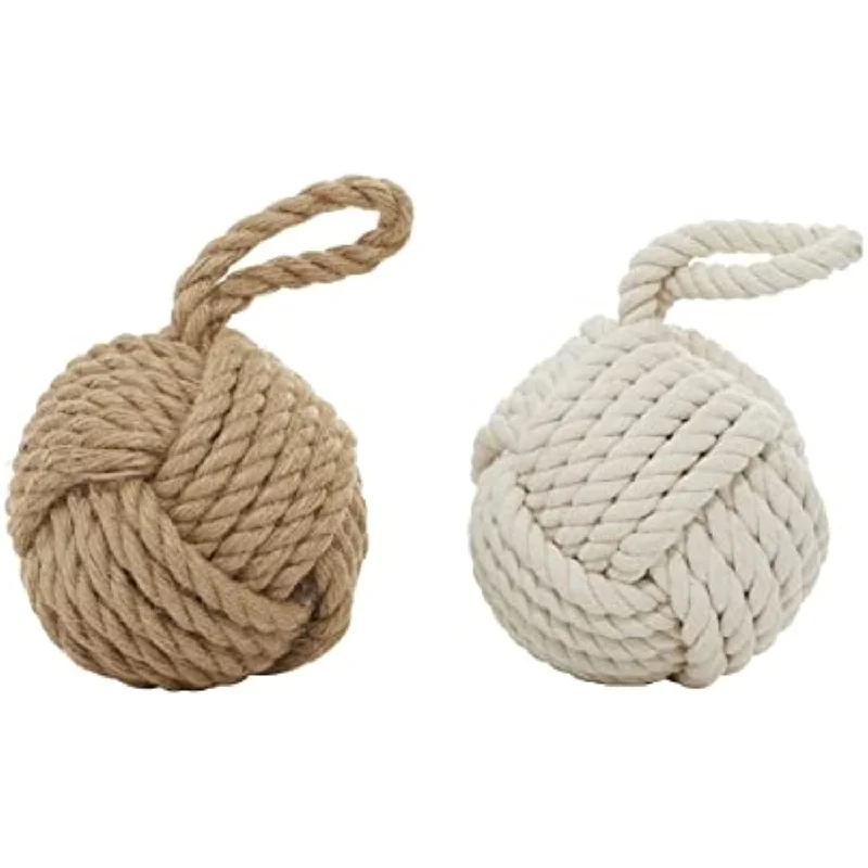 Jute Knot Sculpture with Hanging Loop, Set of 2 14"H, 7"W