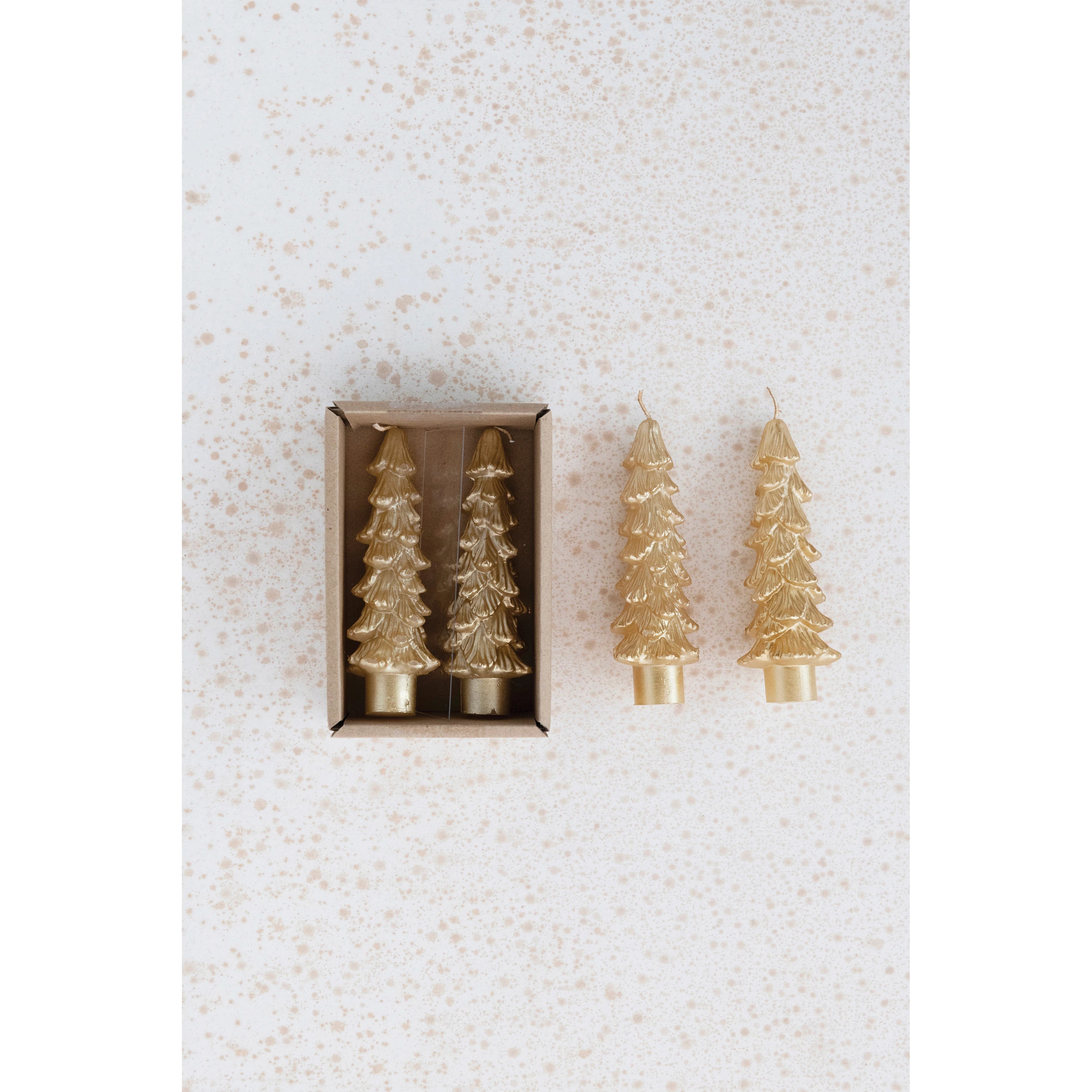 Creative Co-op - Short Gold Tree Candles