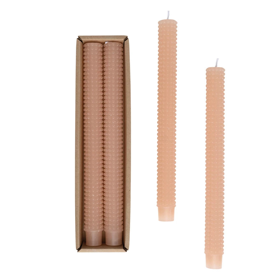 Creative Co-op - Unscented Hobnail Taper Candles, Blush