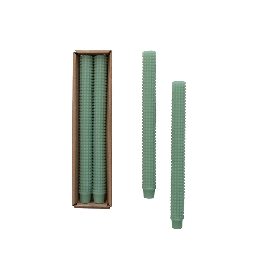 Creative Co-op - Unscented Hobnail Taper Candles, Mint