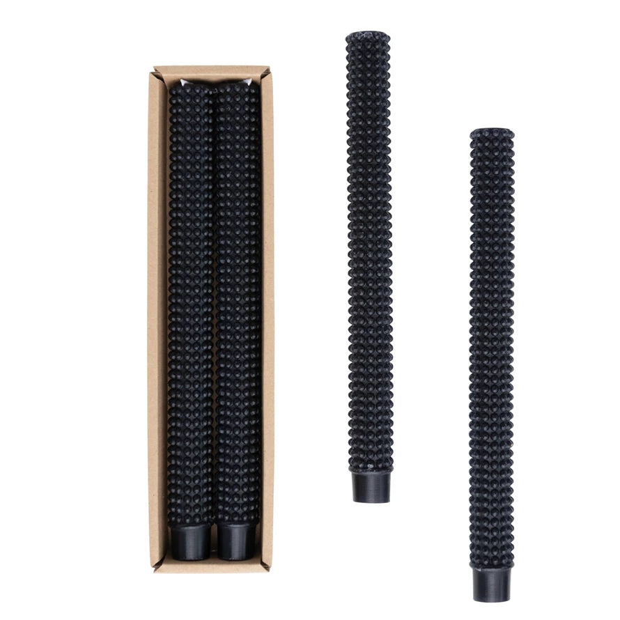 Creative Co-op - Unscented Hobnail Taper Candles, Black