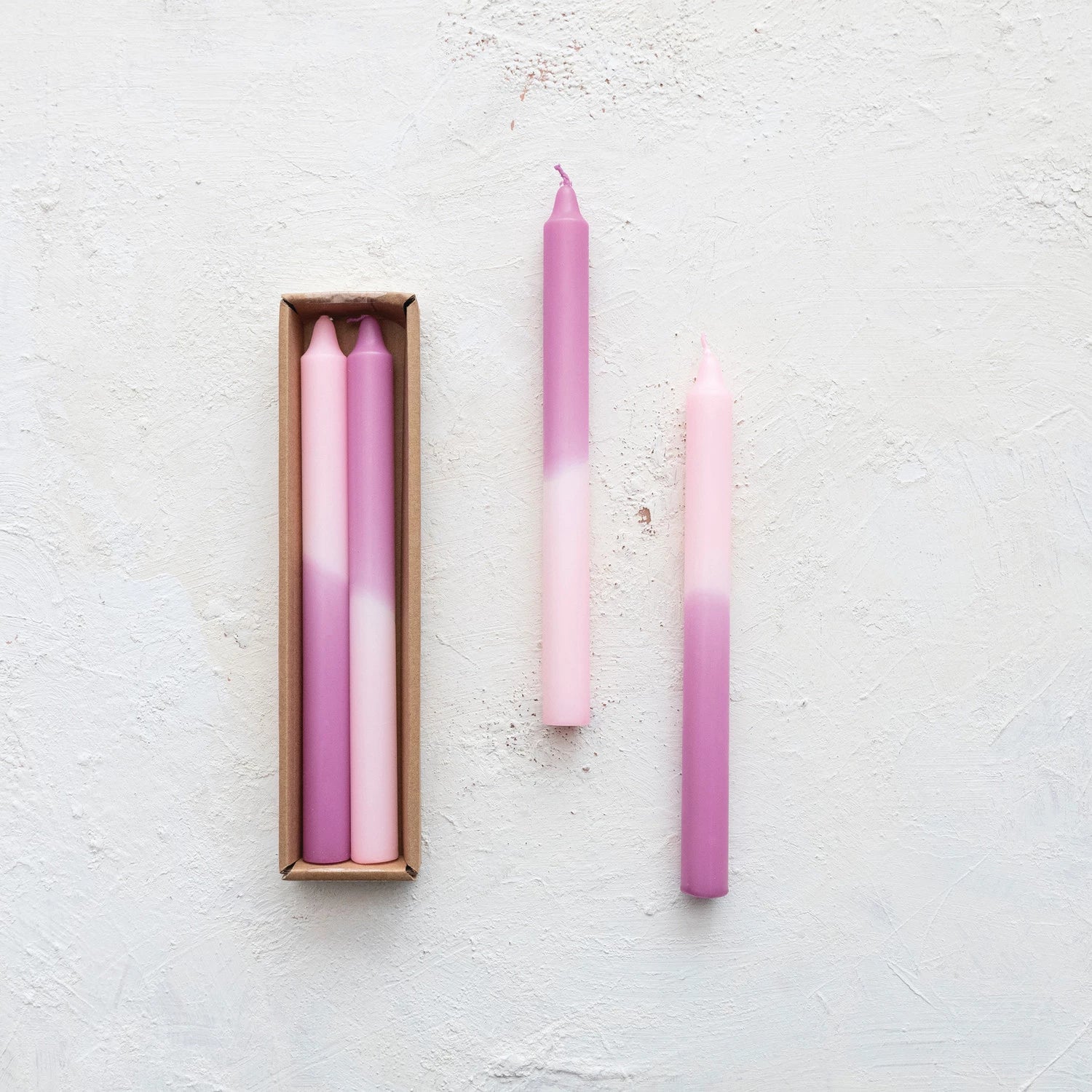 Creative Co-op - Unscented Taper Candles, Pink & Lilac Ombre