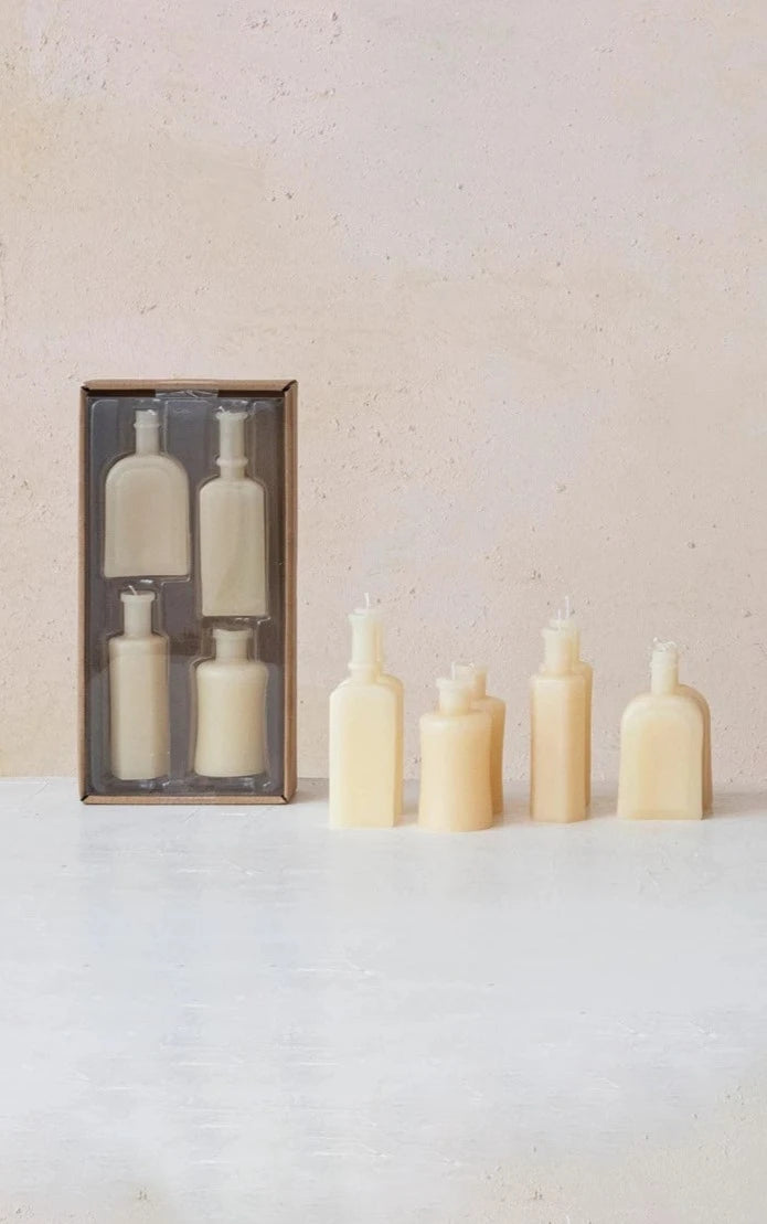 Creative Co-op - Unscented Vintage Bottle Shaped Candles, Cream