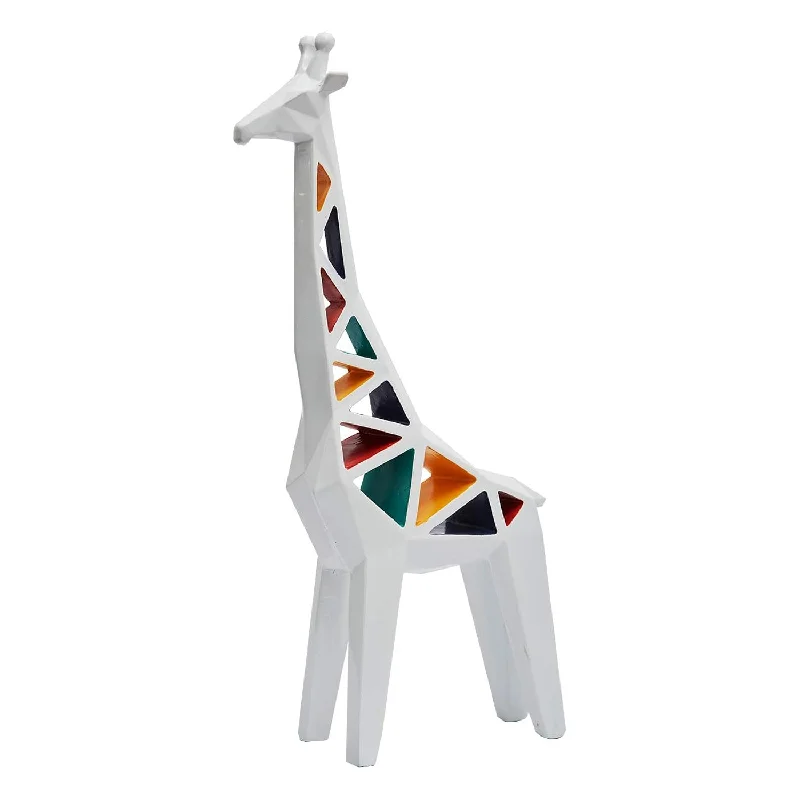 Giraffe Sculpture Decor Animal Statue Polyresin Figurine Colorful Hollow 14 In