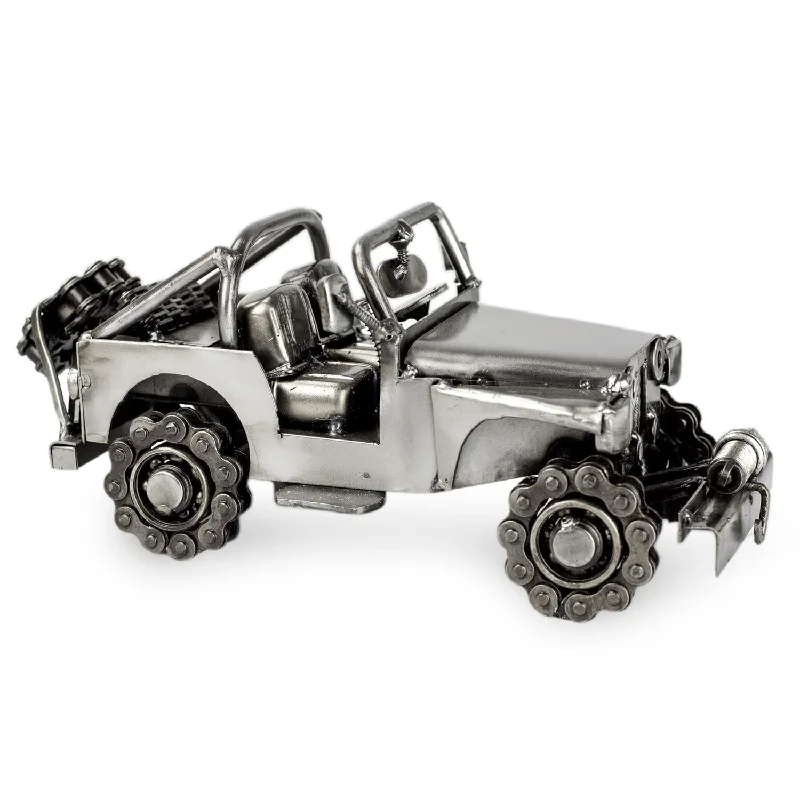 Metallic Decorative Recycled Metal Sculpture, 5" Tall, Rustic Off-Road Jeep'