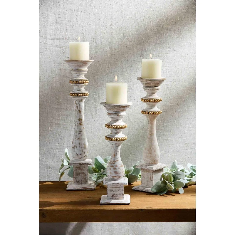 Mud Pie - Gold Bead Candlestick