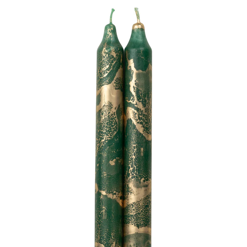 Northern Lights Candles - Hunter Green with Gold Tapers