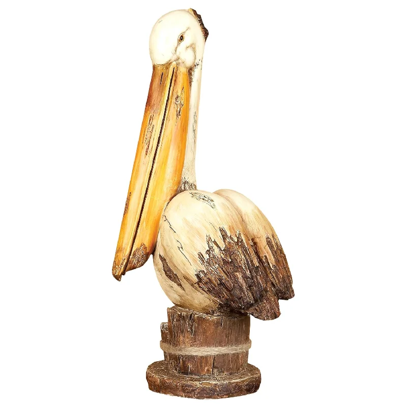 Polystone Pelican Sculpture, 7" X 7" X 18", Cream