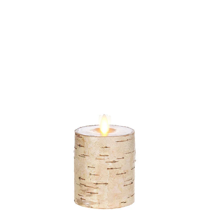 RAZ Imports - Moving Flame Birch Wrapped Pillar Candle