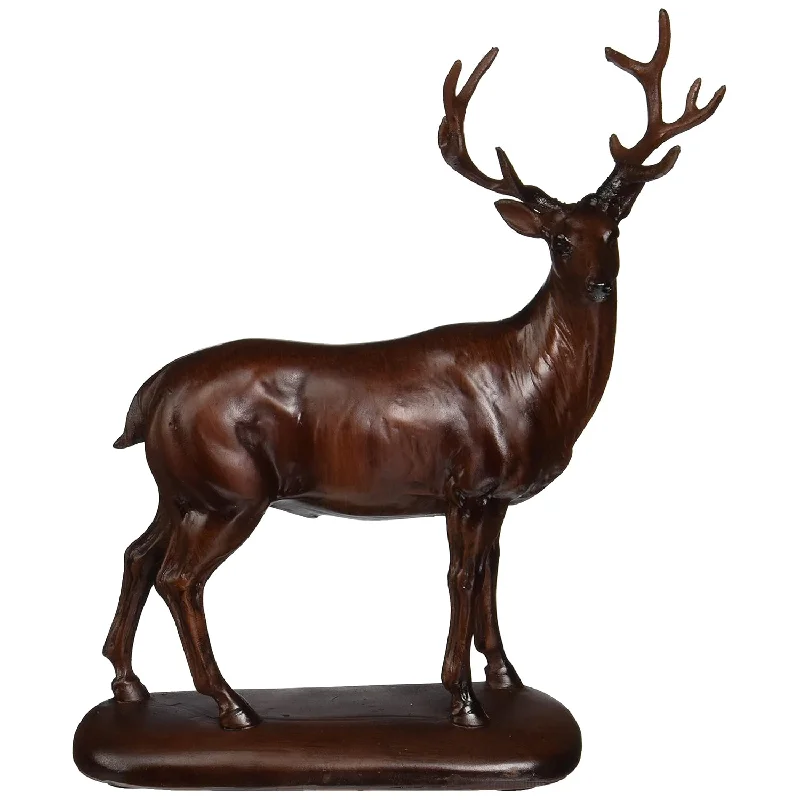 Ss-Ug-Py-2825 Faux Wood Peaceful Deer Sculpture Model Figure Figurine Statue D