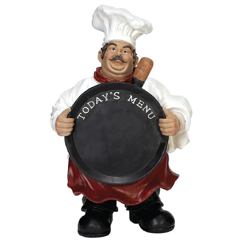 Wood Chef Sculpture With Chalkboard, 9" X 6" X 14", Multi Colored