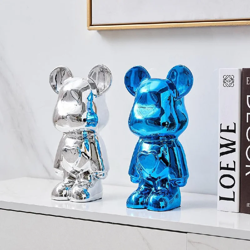 Space Bear Metallic Sculpture Figurine