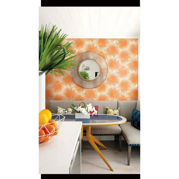 Aruba Wallpaper in Deep Orange from the Tortuga Collection