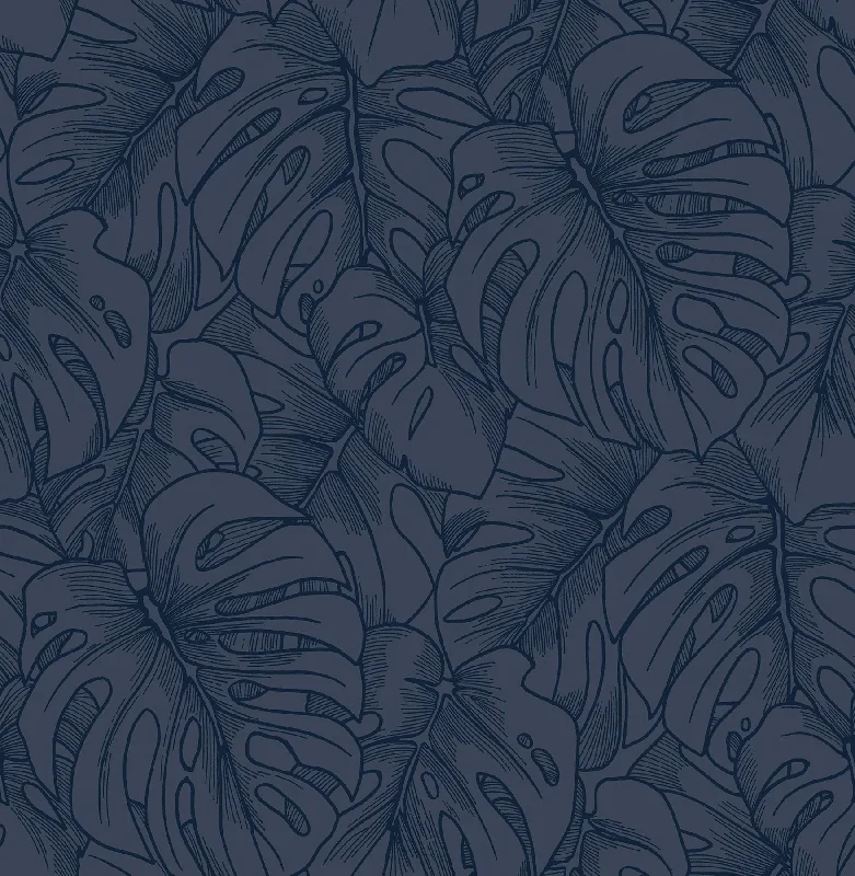 Balboa Botanical Wallpaper in Indigo from the Scott Living Collection