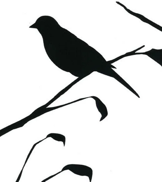 Blackbird Wallpaper in White