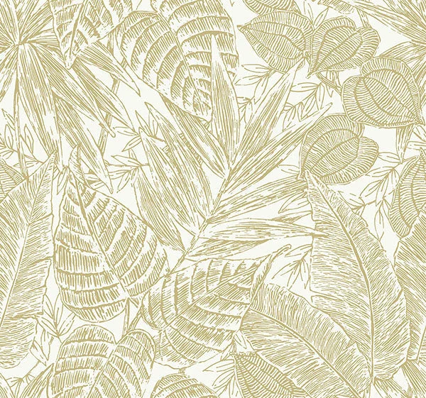 Brentwood Yellow Palm Leaves Wallpaper by Scott Living