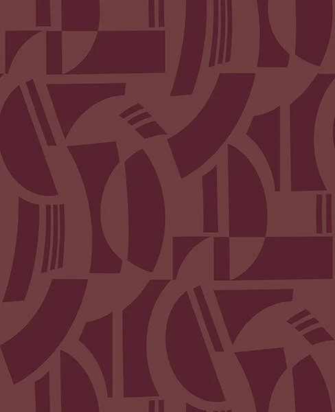 Carter Burgundy Geometric Flock Wallpaper by Scott Living