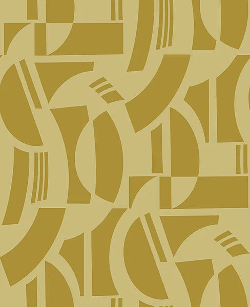 Carter Gold Geometric Flock Wallpaper by Scott Living