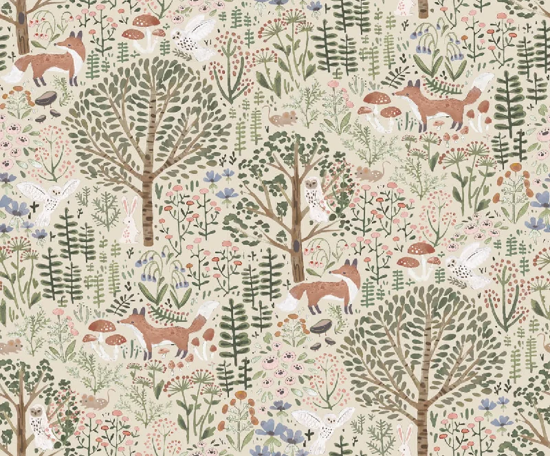 Clara Jean Folklore Forest Wallpaper in Neutral