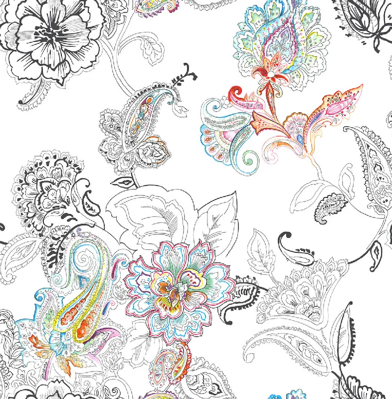 Colorful Paisley Peel-and-Stick Wallpaper in Multi