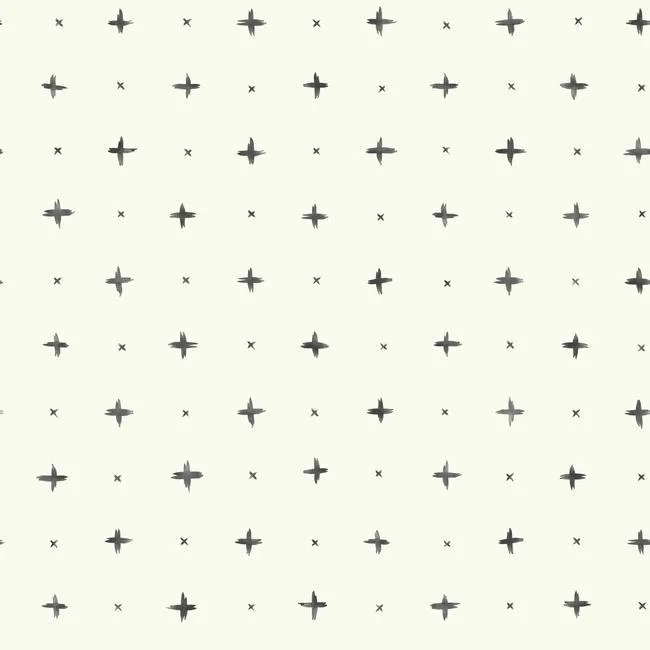 Cross Stitch Peel & Stick Wallpaper in Black and Ivory