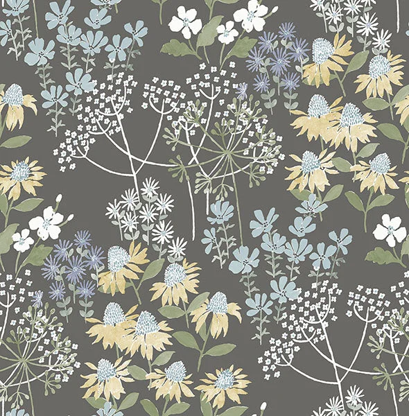 Cultivate Grey Springtime Blooms Wallpaper