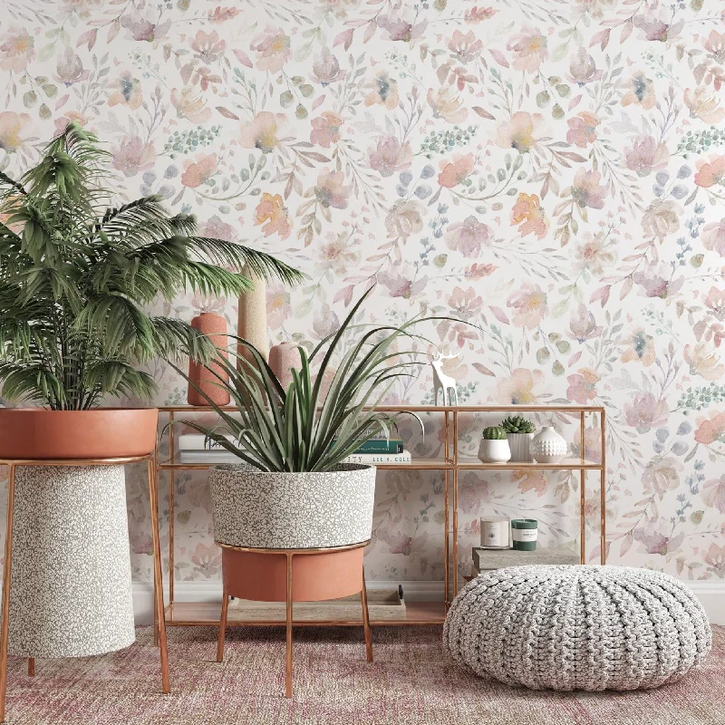 Delicate Watercolor Flowers Wall Mural