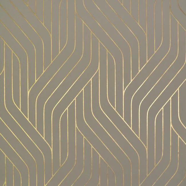 Ebb And Flow Wallpaper in Khaki and Gold from the Modern Metals Collection