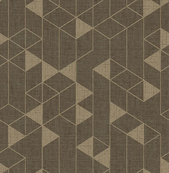 Fairbank Chocolate Linen Geometric Wallpaper by Scott Living