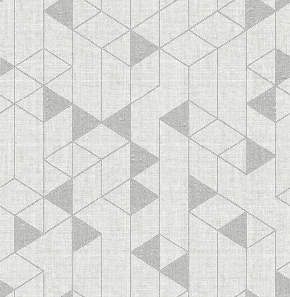 Fairbank Silver Linen Geometric Wallpaper by Scott Living