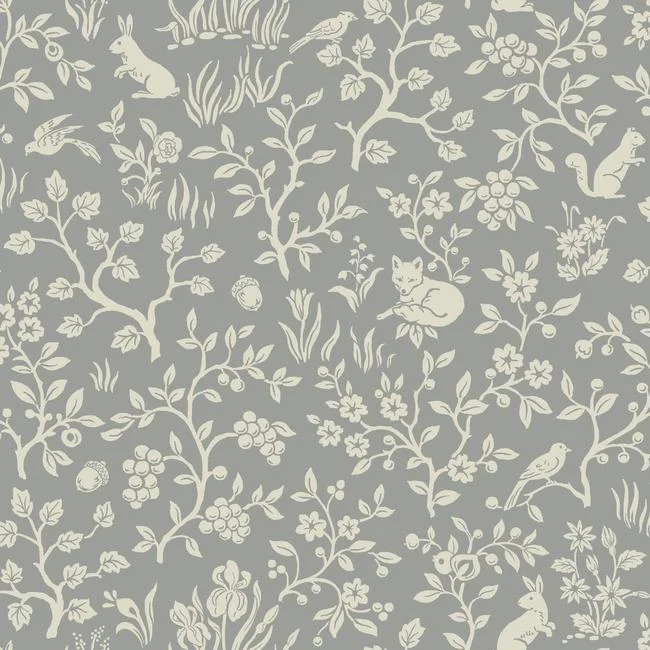 Fox & Hare Wallpaper in Grey from Magnolia Home Vol. 2