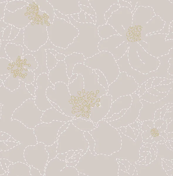 Gardena Lavender Embroidered Floral Wallpaper