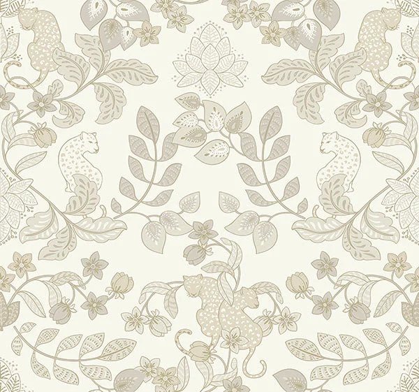 Getty Cream Jungle Damask Wallpaper by Scott Living