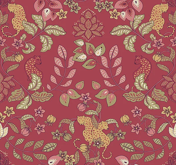 Getty Rasberry Jungle Damask Wallpaper by Scott Living