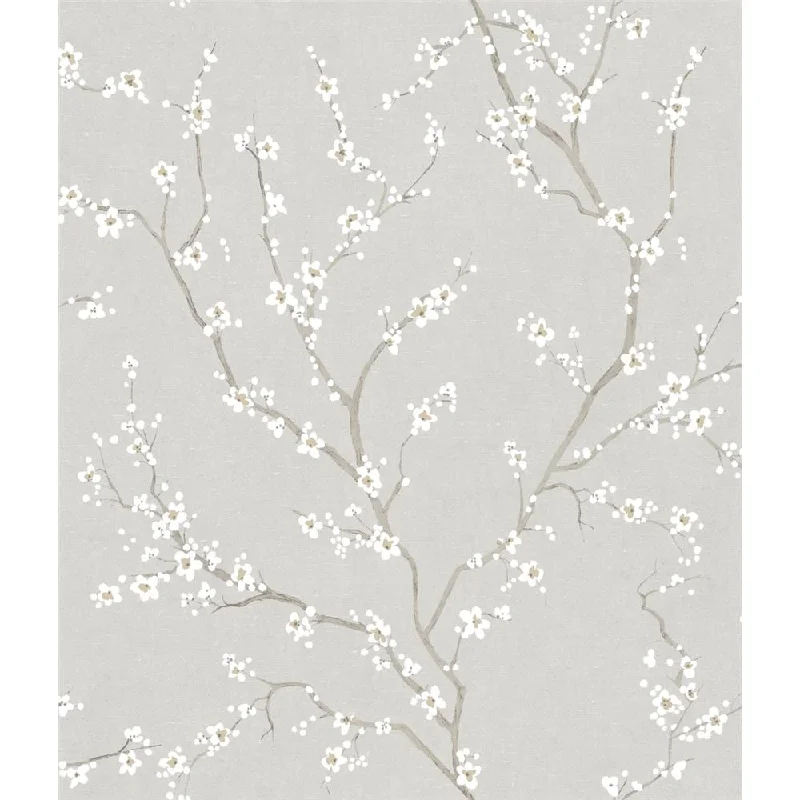 Grey Cherry Blossom Peel & Stick Wallpaper