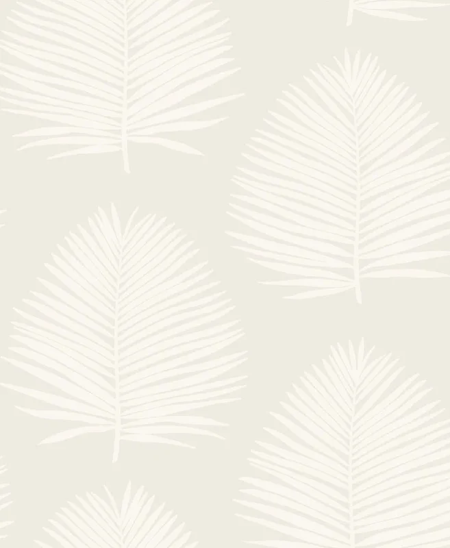 Island Palm Wallpaper in Alabaster from the Simple Life Collection