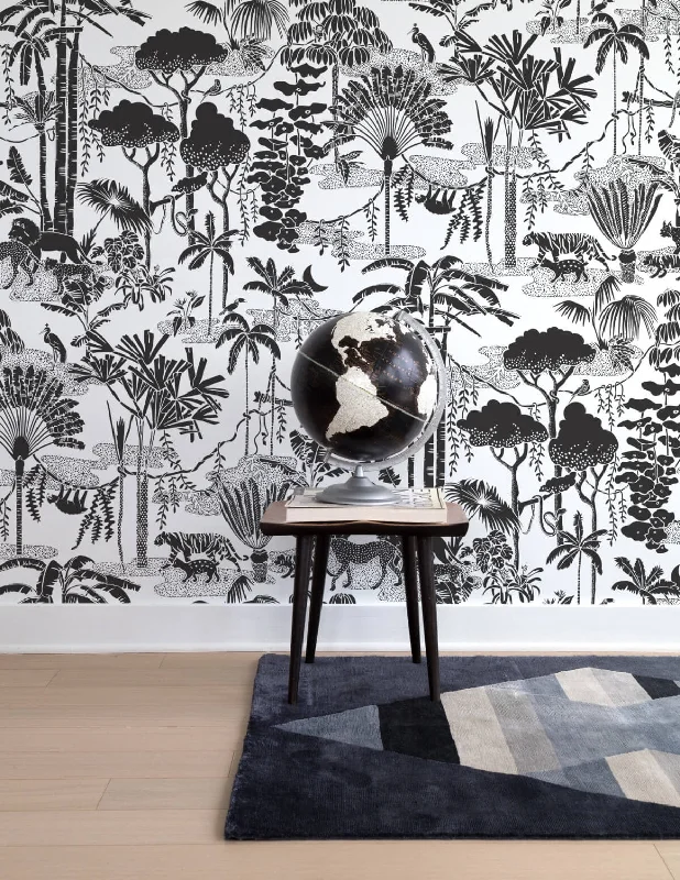 Jungle Dream Wallpaper in Charcoal