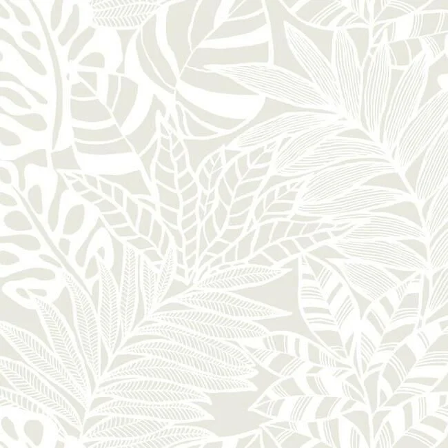 Jungle Leaves Wallpaper in White from the Silhouettes Collection