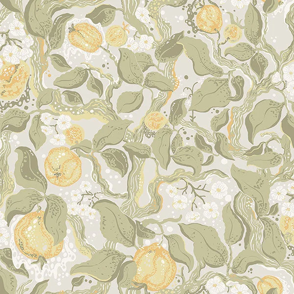 Kort Sage Fruit and Floral Wallpaper