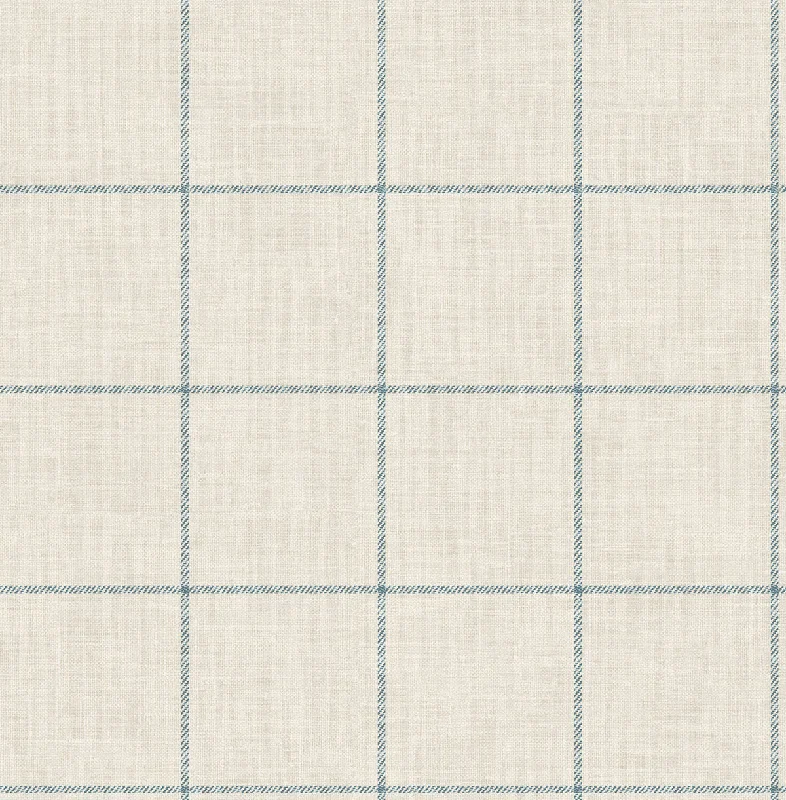 Linen Check Wallpaper in Alabaster and Air Force Blue from the Luxe Retreat Collection