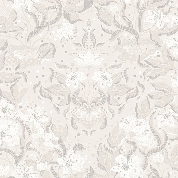 Lisa Grey Floral Damask Wallpaper