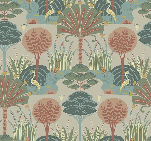 Mandeville Pastel Tropical Paradise Wallpaper by Scott Living