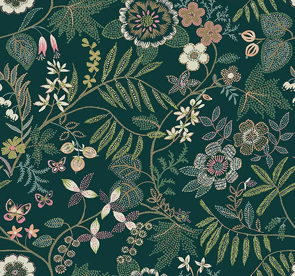 Marilyn Green Floral Trail Wallpaper by Scott Living