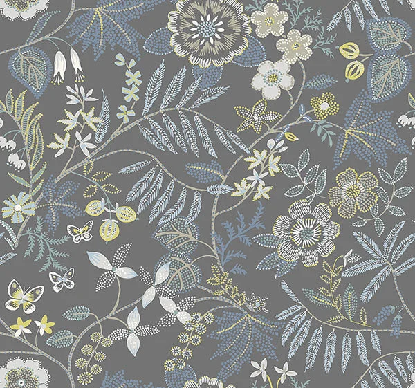 Marilyn Light Grey Floral Trail Wallpaper by Scott Living