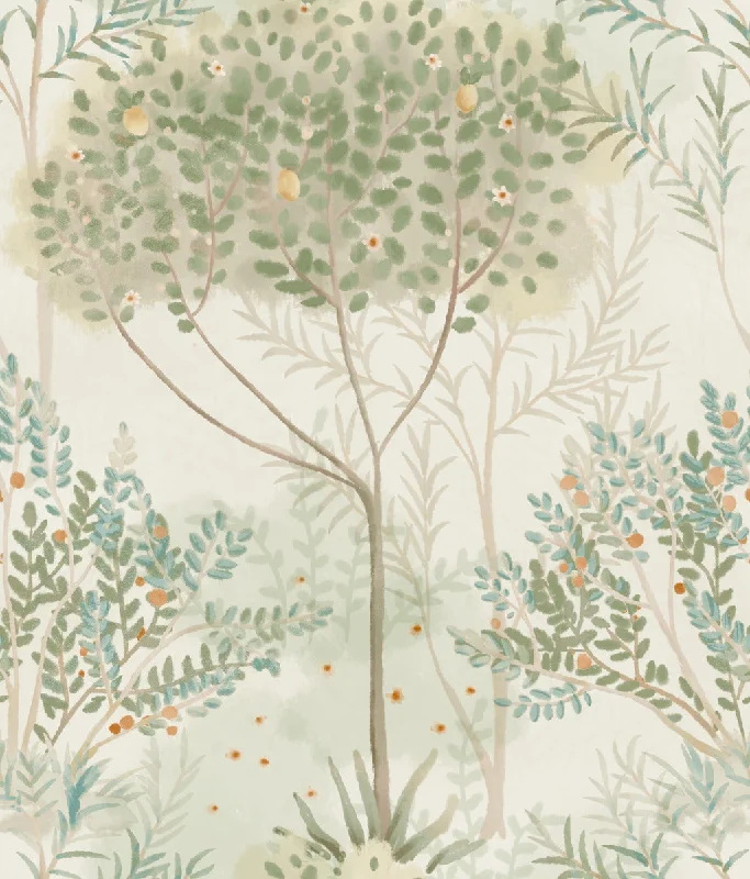 Orchard Wallpaper in Beige from the Mediterranean Collection